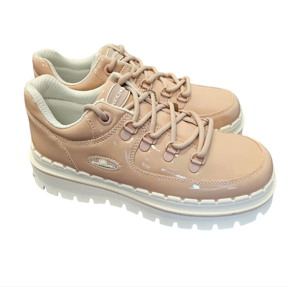 Skechers Jammers Cool Block Chunky Oxford Pale Pink Shoes NEW